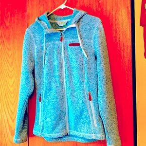Kilimanjaro Passo 38 / L full zip knit fleece hoodie jacket teal blue marl EUC